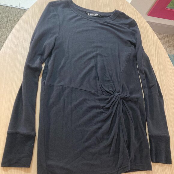 Athleta Tops - Athleta Nirvana Twist Front Sweatshirt XXS Solid Black Long Sleeve Modal Spandex